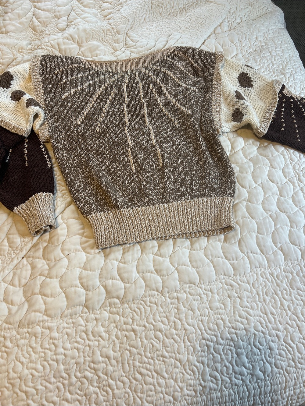 Vintage Nannell Brown and Cream Patterned Knit Sweater.
